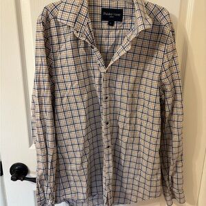Paisley & Gray Men's Beige and Blue Checkered Shirt Large